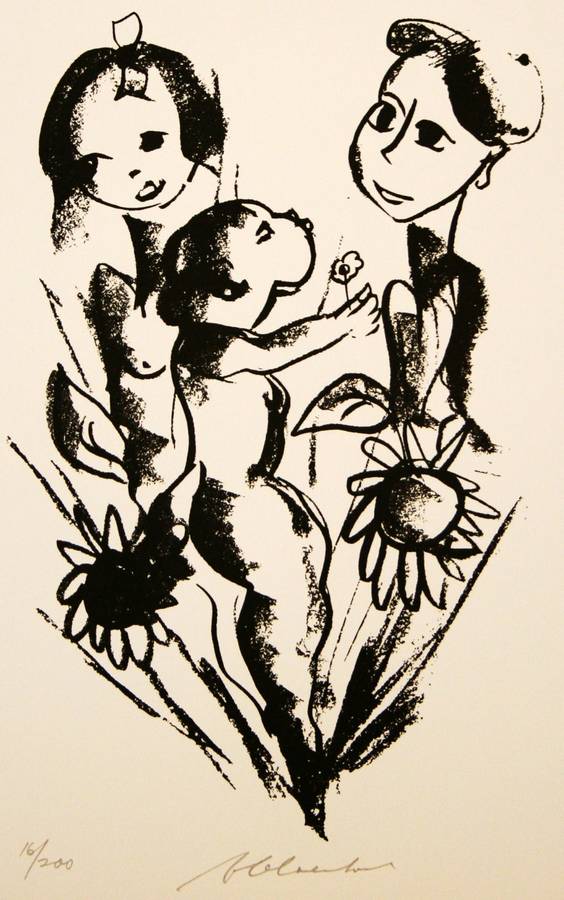 FRANS CLAERHOUT. A4. GROEI SOOS SONNEBLOM. Hand printed silkscreen. Signed.