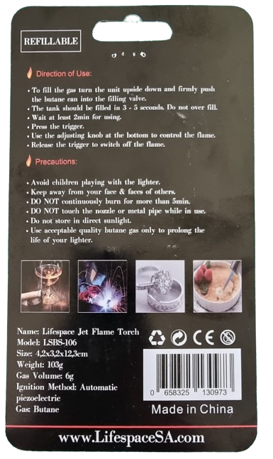 Lifespace Jet Torch Lighter - Gold colour