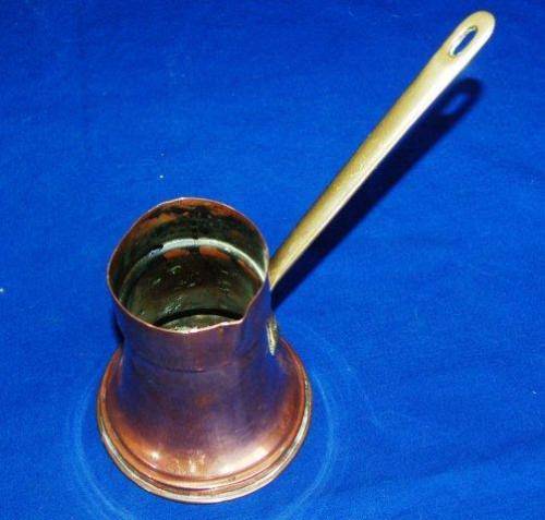 Copper Pourer with Brass Handle - Height 130mm Diameter of Base 110mm