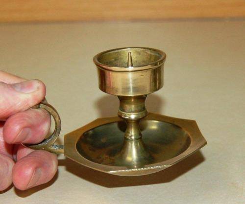Vintage Pair of Brass Chamber Candle Holders - Height 60mm Diameter 75mm