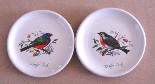 Set of 4Ceramic Kruger Park Bird Pin Dishes / Coasters - Diameter 90mm