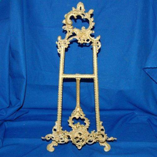 Ornate Vintage Brass Display Easel Stand - Height 540mm Width 260mm