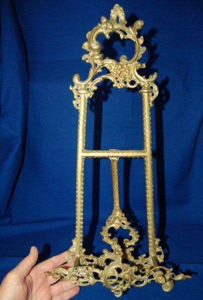 Ornate Vintage Brass Display Easel Stand - Height 540mm Width 260mm