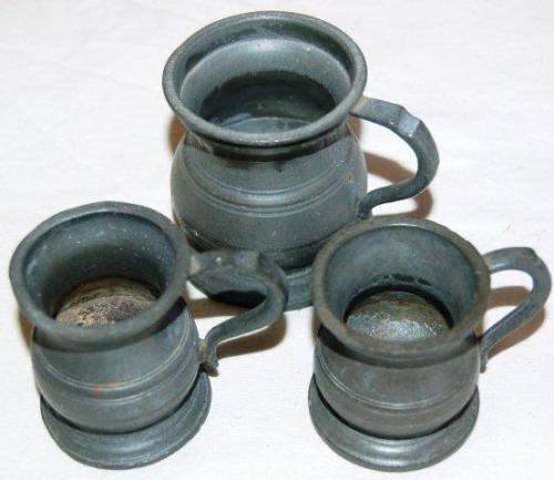 Antique Pewter Collection - Victorian Tankard, Gill Measures and Plates - See description & Pictures