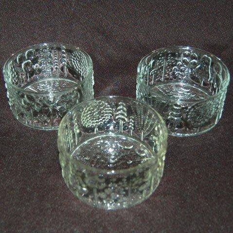 3 Unusual Glass Snack Bowls - Diameter 110mm Depth 60mm