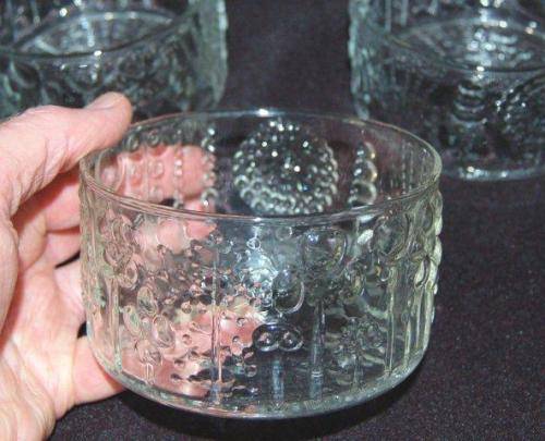 3 Unusual Glass Snack Bowls - Diameter 110mm Depth 60mm