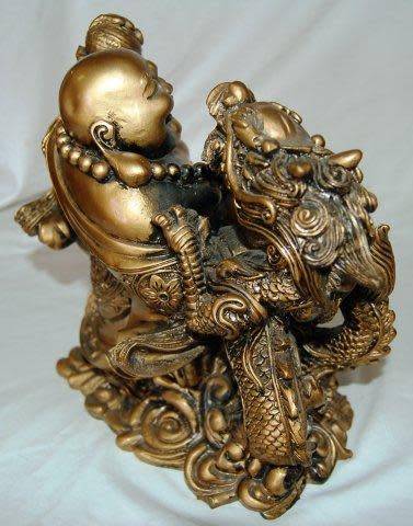 Very Large Composite Laughing Buddha with Dragon - Incredible Detail - See Pictures and Description.