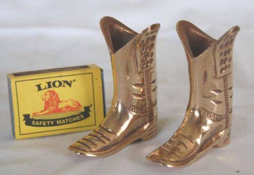 Vintage Pair of Brass Cowboy Boots (Great for Toothpicks) - Height 70mm