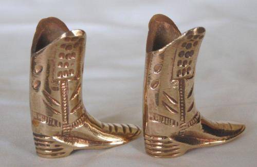Vintage Pair of Brass Cowboy Boots (Great for Toothpicks) - Height 70mm