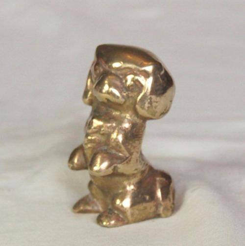 Small Solid Brass Pekingese Dog - Height 55mm