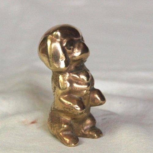 Small Solid Brass Pekingese Dog - Height 55mm