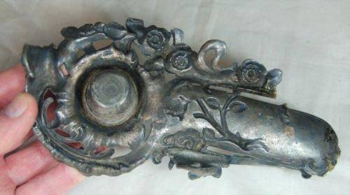 Vintage Birds Nest Inkwell (Possibly Pewter) Length 185mm  See all pictures