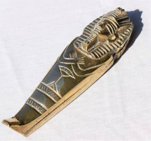 Quality Miniature Brass Sarcophagus and the 3 Pyramids of Giza. Sold as 1 lot . See Pictures