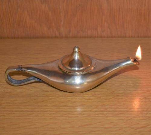 Quality Vintage Brass Genie Lamp or Incense Burner - Length 160mm