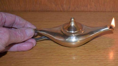 Quality Vintage Brass Genie Lamp or Incense Burner - Length 160mm