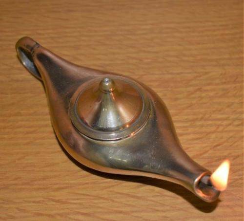 Quality Vintage Brass Genie Lamp or Incense Burner - Length 160mm