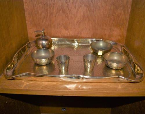Lovely Vintage Brass Tray with 6 Assorted Brass Items - See Description For Details
