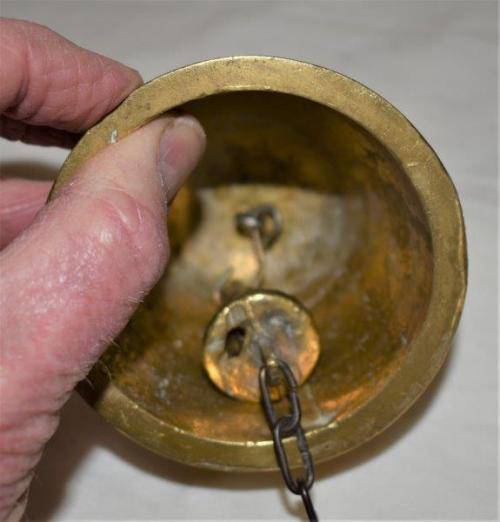 Vintage Brass Sanctuary Bell with Adam and Eve Serpent Hook. See description for details