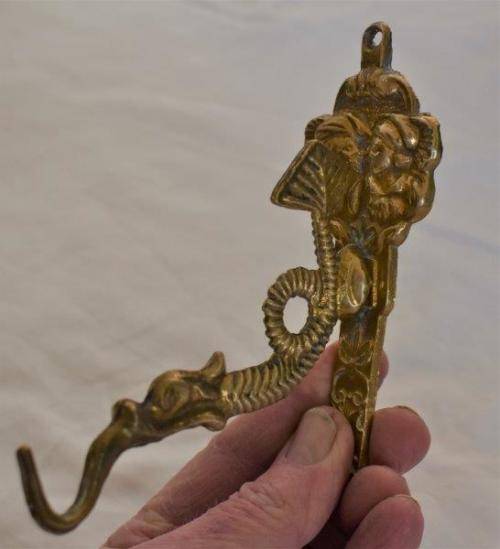 Vintage Brass Sanctuary Bell with Adam and Eve Serpent Hook. See description for details