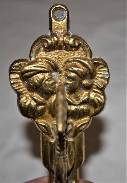 Vintage Brass Sanctuary Bell with Adam and Eve Serpent Hook. See description for details