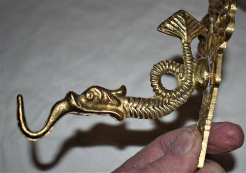 Vintage Brass Sanctuary Bell with Adam and Eve Serpent Hook. See description for details