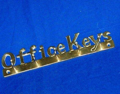 Brass " OFFICE KEYS " Key hanger - 5 Hooks - Length 175mm