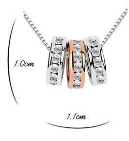 Austrian Crystal 3 Circle Gold Pendant Necklace