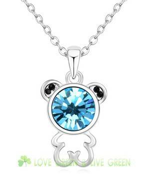 Big Bear Heart Pendant Necklace (Red)
