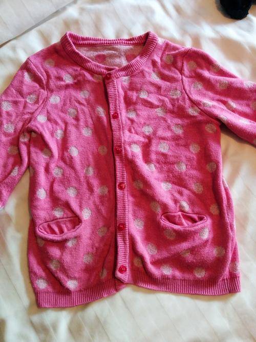 Baby Girl pink and Silver Polka Dot jersey By Mothercare in size 3-4 years