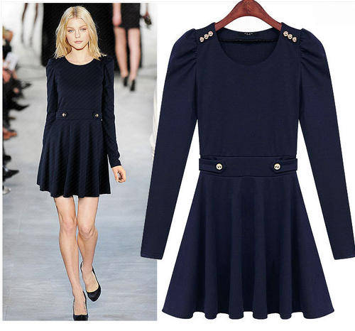 New Womens European Fashion slim long sleeve dress