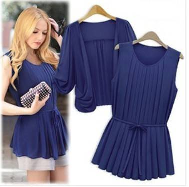 TOP!WOMEN CHIFFON COAT+CHIFFON VEST