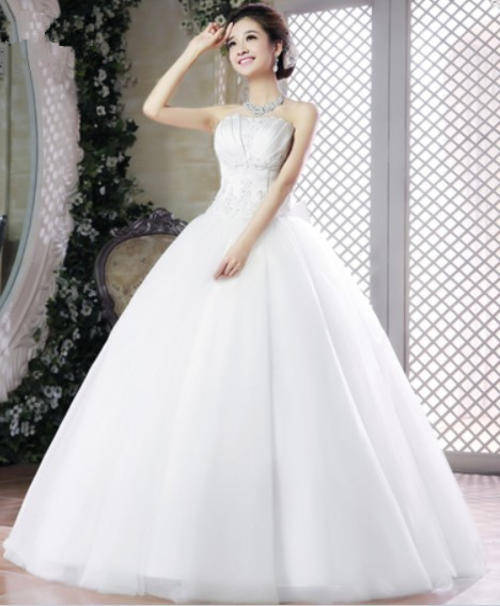 2013 new elegant sweet princess lace up shell type strapless wedding dress