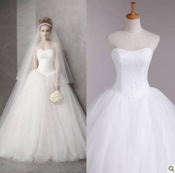 Lace Up  Strapless Wedding Dress