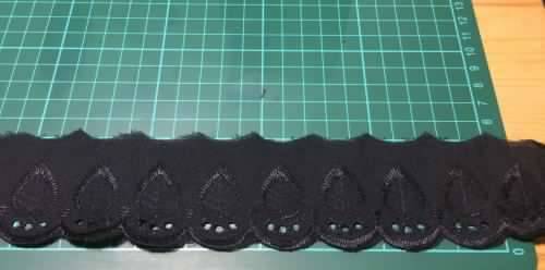 50mm wide Broderie Anglais trim - Black