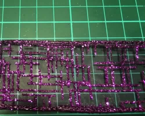 40mm x 2.5m Glitter Wired Organza Ribbon - Purple