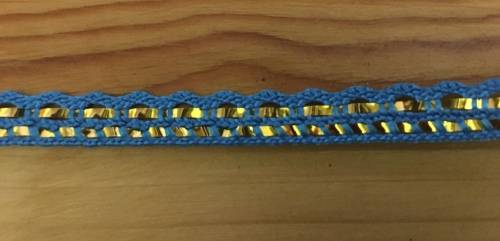 10mm turqouise and gold ribbon - sold per metre