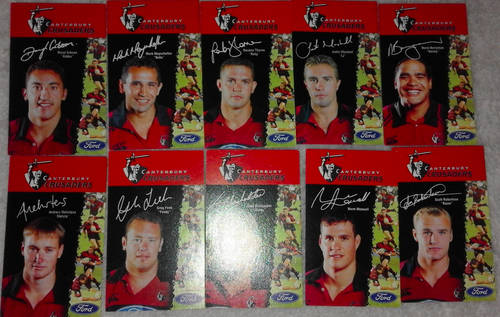 Canterbury Crusaders 1999 set of 10 collectors cards