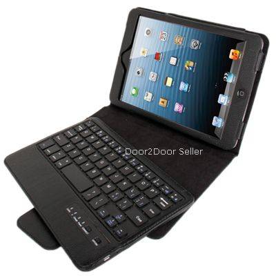 Lightweight Detachable iPad Mini Bluetooth Keyboard Leather Case with Stand