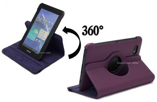 Free Stylus & Screen Protector + 7" Samsung Galaxy P6200/P3100 White/Purple Case Rotating Cover
