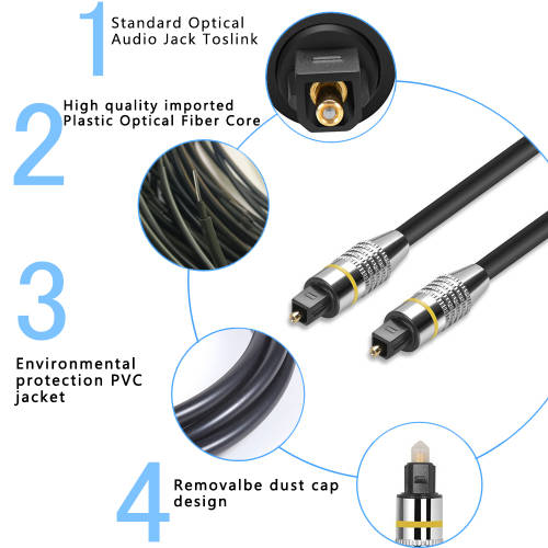 Digital Optical Audio Cable SPDIF Toslink Cable 3m Gold