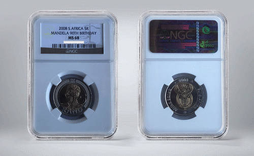 2008 Mandela 90th Birthday R5 NGC Graded MS 68