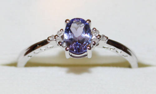 Low Start Price! **14kt White Gold** 0.50ct Natural Tanzanite & White Diamonds Ring + FREE Shipping!