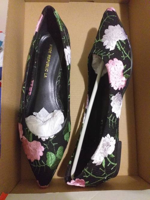 Sole Candy Black Millea Embroidered Flat Pump ( Very Strong Material)