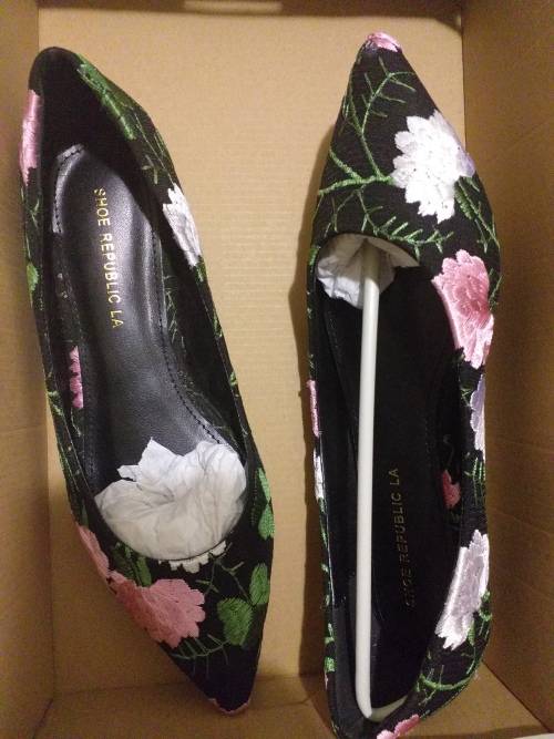Sole Candy Black Millea Embroidered Flat Pump ( Very Strong Material)