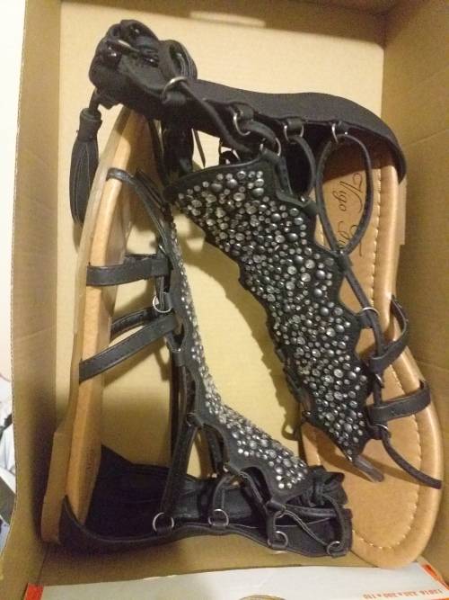 Sole Candy Black Aries Gladiator Sandals Thong