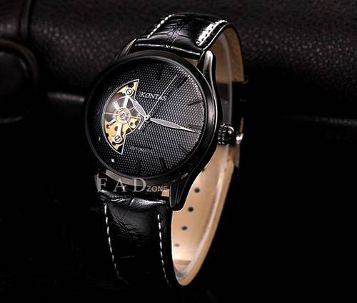 Kontas automatic Self-Wind Watch With Leather Strap ( Free  delivery via courier)