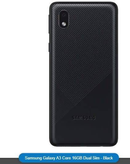 Samsung Galaxy A3 Core 16GB Dual Sim - Black