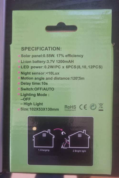 25 LED SOLAR POWERED, MOTION ACTIVATED WALL MOUNTED LIGHTS
