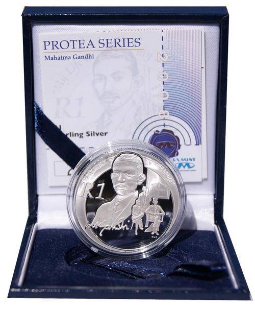 SA PROTEA NOBEL SILVER R1 PROOF MAHATMA GANDHI!!