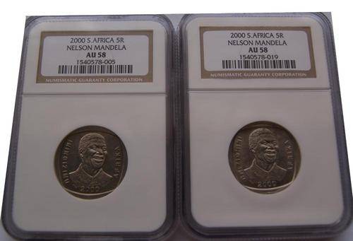 MANDELA R5 NGC AU58 X 2!!!!!
